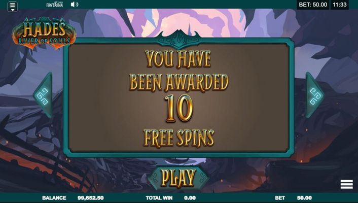 10 free spins awarded