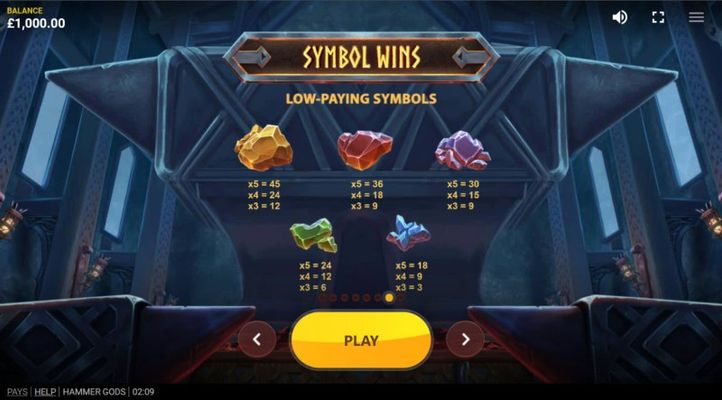 Paytable - Low Value Symbols