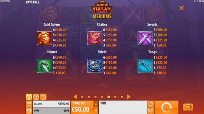 Hammer of Vulcan :: Paytable - High Value Symbols