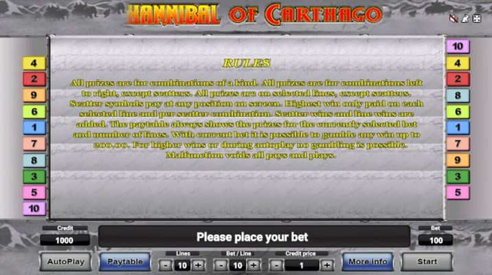 Hannibal of Carthago :: General Game Rules