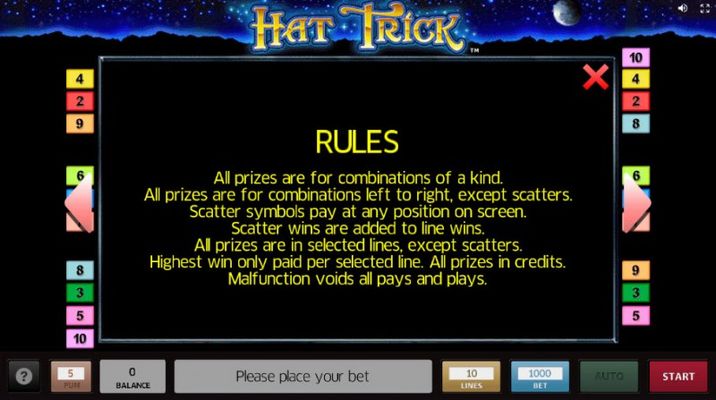 Hat Trick :: General Game Rules
