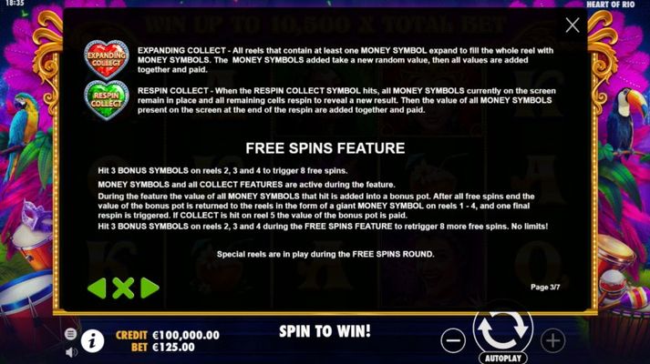 Heart of Rio :: Free Spins Feature