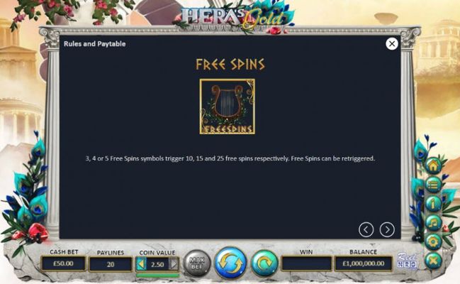 Hera's Gold :: Free Spins Rules