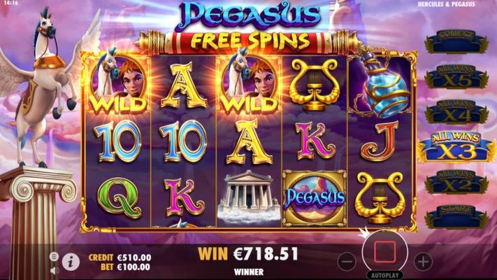 Hercules & Pegasus :: Multiple winning paylines