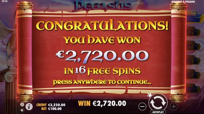 Total free spins payout