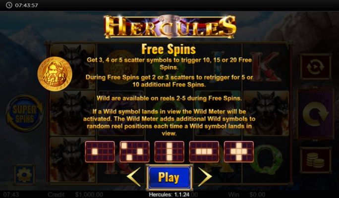 Hercules :: Free Spins Rules