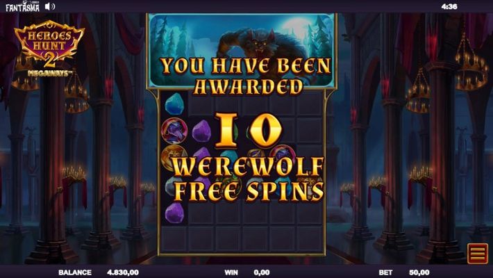 10 free spins awarded