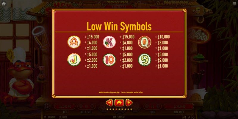 Paytable - Low Value Symbols