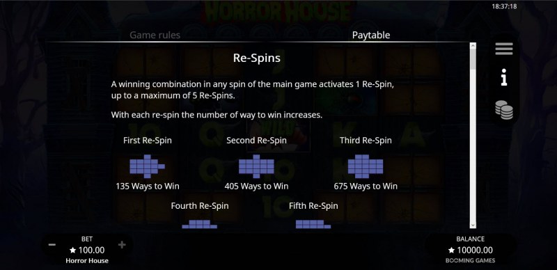 Horror House :: Re-Spin Feature Rules