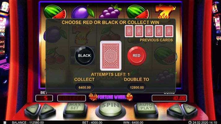 Hot Fortune Wheel 80 :: Black or Red Gamble Feature