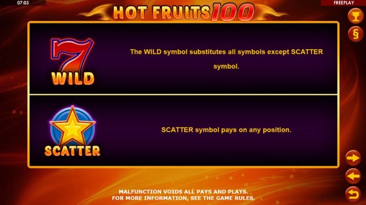 Hot Fruits 100 :: Wild and Scatter Rules