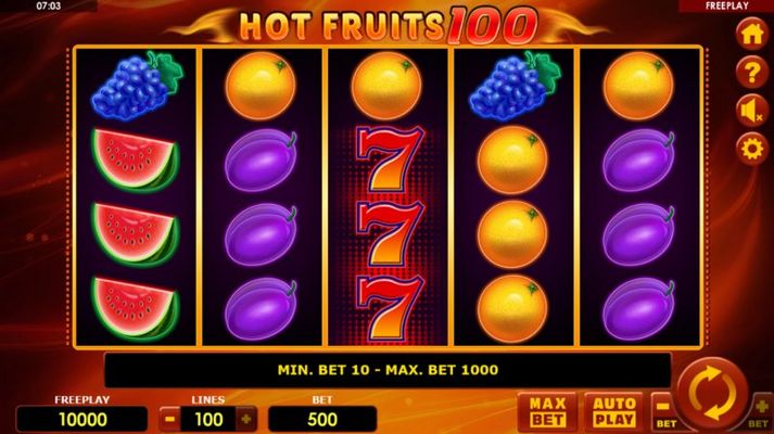 Hot Fruits 100 :: Main Game Board