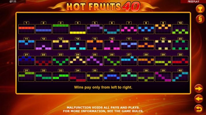 Hot Fruits 40 :: Paylines 1-40