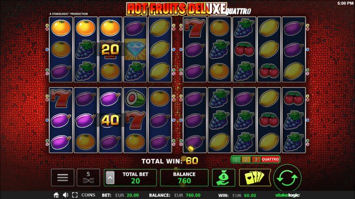 Hot Fruits Deluxe Quattro :: Multiple winning paylines