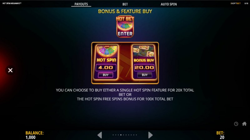 Hot Spin Megaways :: Bonus and Feature Buy