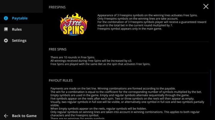 Hot Triple Sevens :: Free Spin Feature Rules