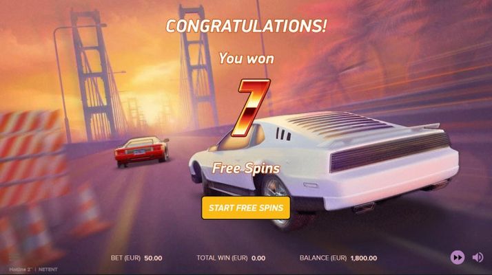 7 free spins awarded