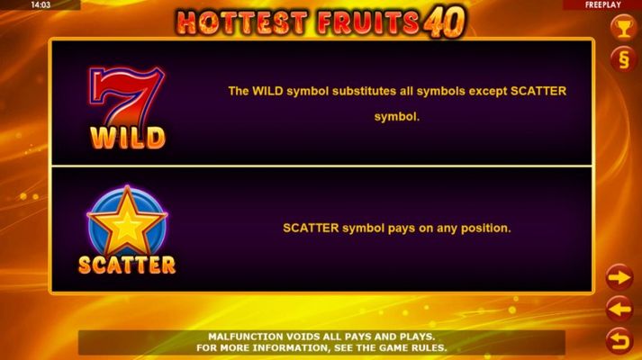 Hottest Fruits 40 :: Wild and Scatter Rules