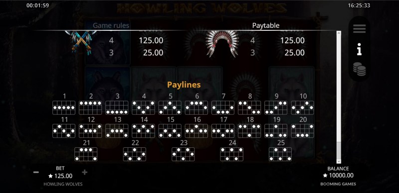 Howling Wolves :: Paylines 1-25