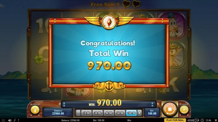 Total free spins payout