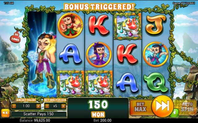 Scatter symbols triggers the free spins bonus feature