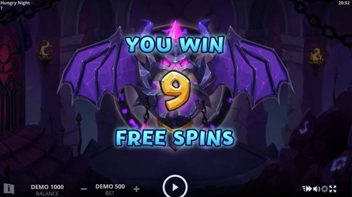 9 free spins awarded