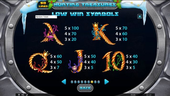 Hunting Treasures Christmas Edition :: Paytable - Low Value Symbols