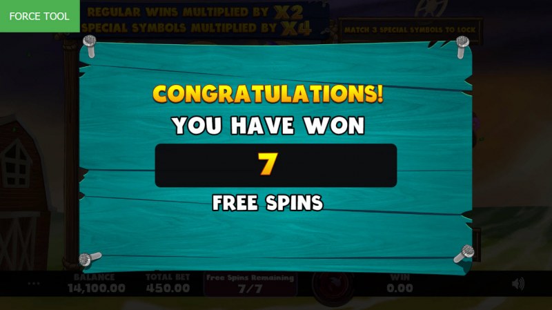 7 Free Spins Awarded