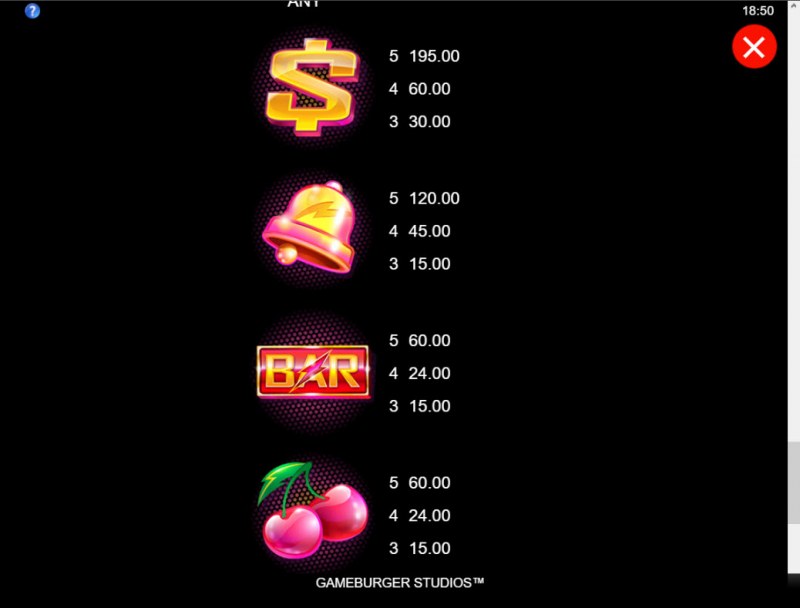 Paytable - Low Value Symbols