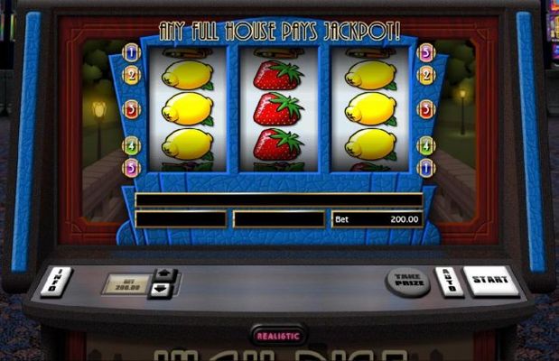 A fuirt themed main game board featuring three reels and 5 paylines with a $20,000 max payout.