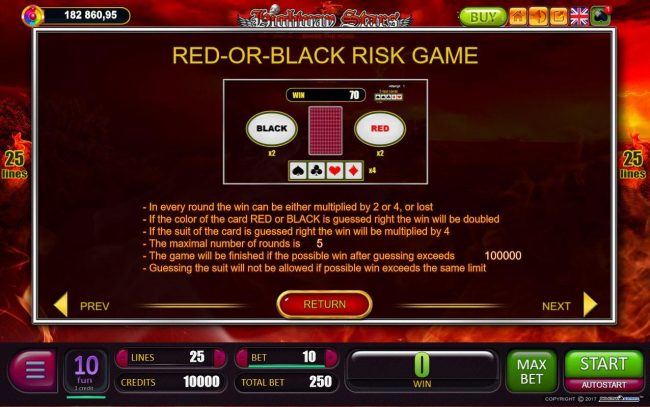 Red-Or-Black Risk Game - To gamble any win press Gamble then select Red or Black.