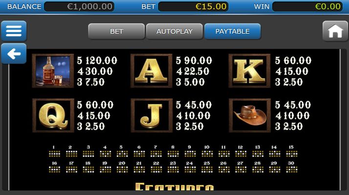 Low Value Symbols Paytable