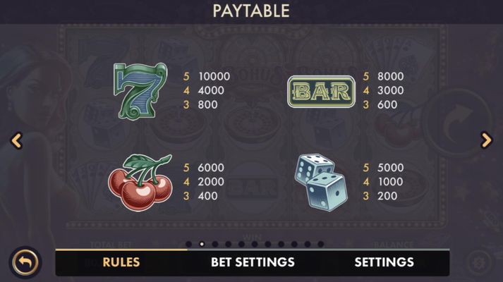 Hit in Vegas :: Low Value Symbols Paytable