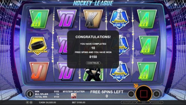The free spins bonus round pays out a total of 8,150 coins for a mega win!