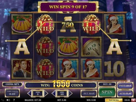 A winning Five of a Kind triggered during the free spins feature.
