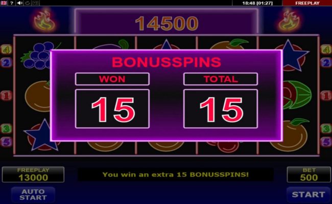 An additional 15 Free Spins awarded