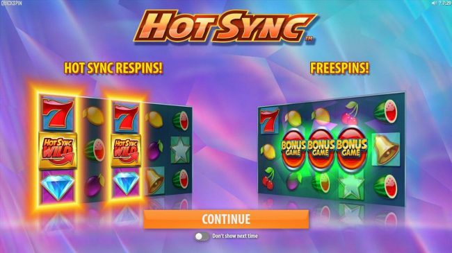 Game features include: Hot Sync Respins and Free Spins!