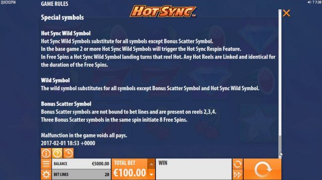 Hot Sync Wild and Wild Symbol Rules