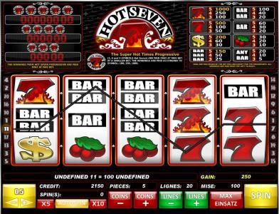 multiple winning paylines trigger a 250 coin jackpot