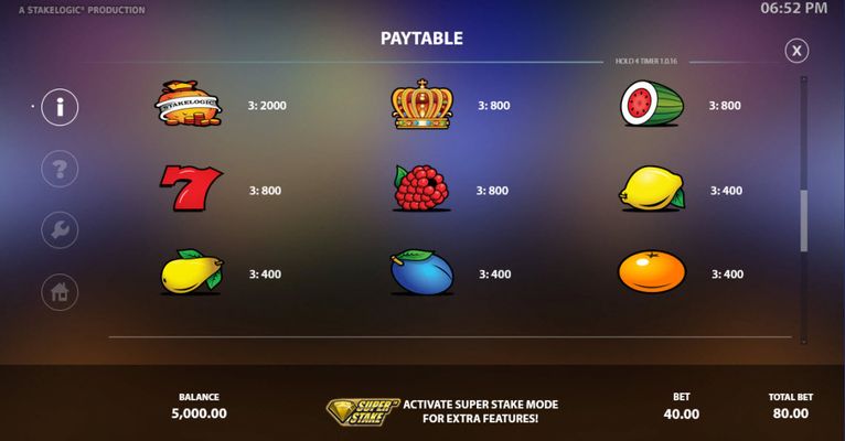 Paytable