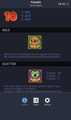 Hot Rio Nights :: Wild and Scatter Rules