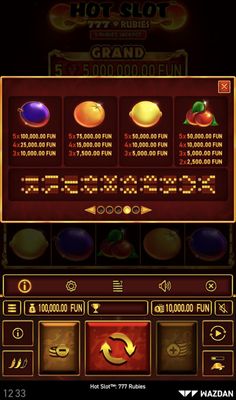 Low Value Symbols Paytable
