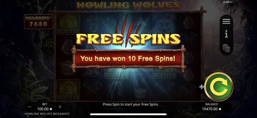 10 Free Spins Awarded