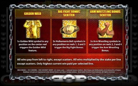 golen wild, big fight bonus scatter and arm wrestling bonus scatter rules