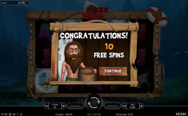 10 Free Spins Awarded.