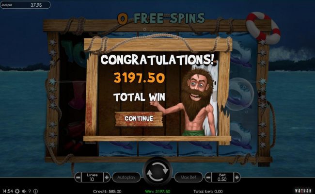 Another Free Spins freature pays out a total of 3197.50