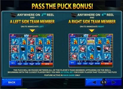 pass the puck bonus anywhere on 2nd or 4th reel triggers bonus