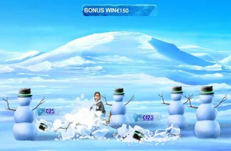Select a snowman to hit and reveal your prize award.