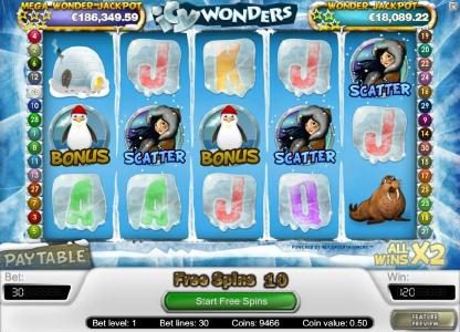 three or more scatter symbols triggers the free spins feature