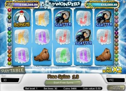 free spins can be re-triggered during the free spins feature